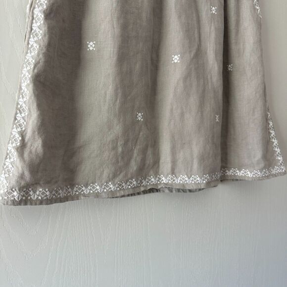 Garnet Hill Embroidered 100% Linen Pull-On Mini Skirt Coastal Resort Summer Sz 8 - Picture 4 of 8